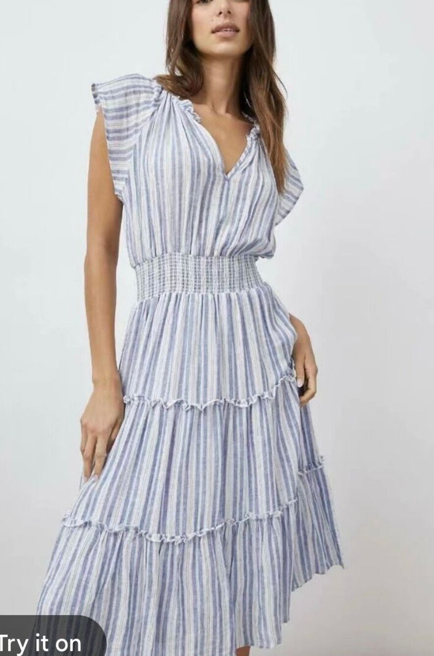 Rails Amellia New Haven striped smocked waist dress size small